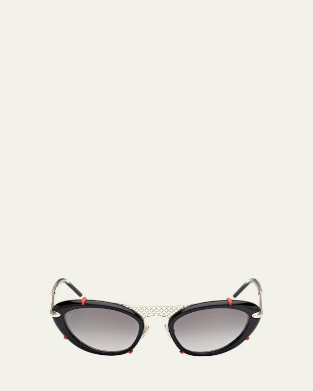 Miss Z Spiked Oval Acetate Sunglasses